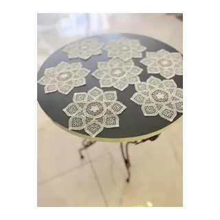 6 lı Dantel Kahve Sunumluğu 15x15 cm Asorti Desenli Bardak Altlığı Türk Kahvesi Fincan Sunum Seti