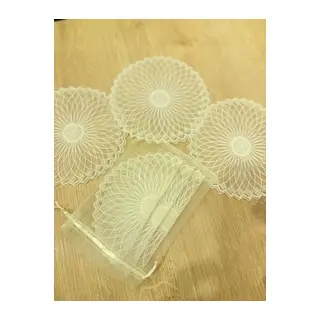 6 lı Dantel Kahve Sunumluğu 15x15 cm Asorti Desenli Bardak Altlığı Türk Kahvesi Fincan Sunum Seti