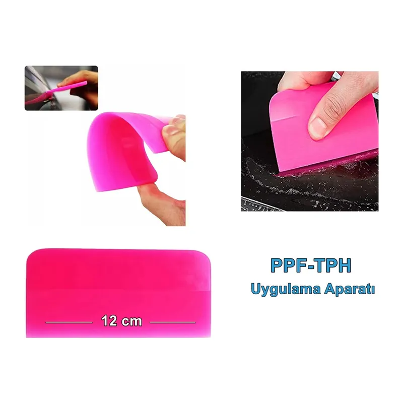 PPF/TPH Silikon Çekçek Ragle Cam Filmi Çekme Uygulama Aparatı Pembe 12x7.5cm