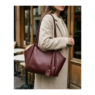 Bordo Gold Aksesuarlı Omuz Çantası Kadın Günlük Şık El ve Omuz Çantası 30x21 cm