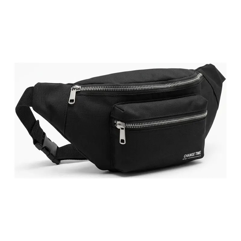 Siyah Unisex Bel Çantası Çapraz Askılı Günlük Kullanım Fermuarlı 30x13 cm