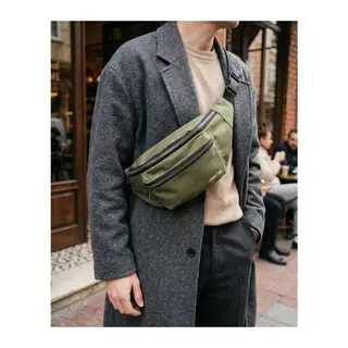 Haki Unisex Bel Çantası Çapraz Askılı Günlük Kullanım Fermuarlı 30x13 cm