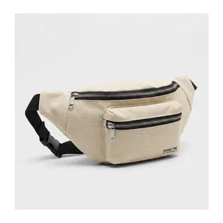 Krem Unisex Bel Çantası Çapraz Askılı Günlük Kullanım Fermuarlı 30x13 cm