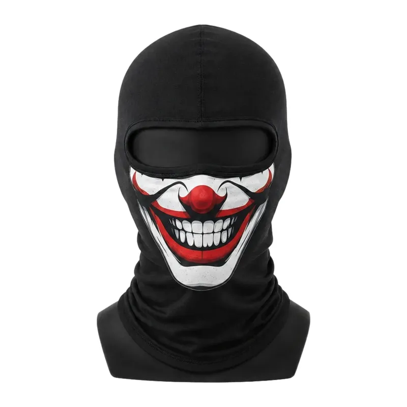 Unisex Palyaço Baskılı Balaklava Maske 1 Adet Tek Beden Viskoz Kask İçi Outdoor Motosiklet Maskesi