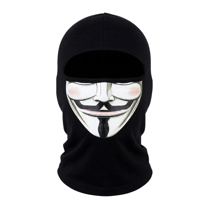 Unisex Anonymous Baskılı Balaklava 1 Adet Tek Beden Viskoz Kask İçi Motosiklet Maskesi