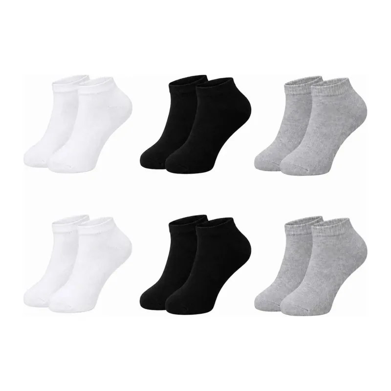 Kadın Bambu Patik Çorap 6'lı Paket, Siyah Beyaz Gri, Nefes Alan Nem Emici Yumuşak Günlük Spor Bilek Çorabı