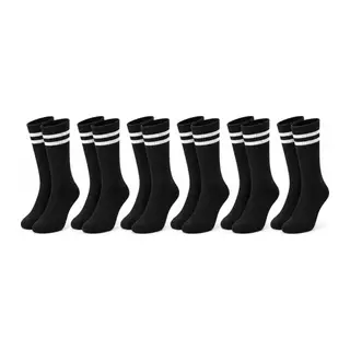 Unisex Siyah Çorap Beyaz Çizgili 6'lı Set Uzun Soket Günlük Spor Kolej Stil Rahat Şık Tasarım Modeli