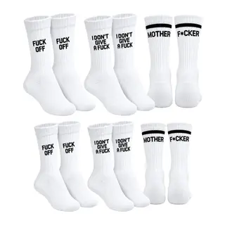 Unisex Beyaz Yazılı Çorap Esprili Sloganlı Uzun Soket Günlük Spor Rahat 6lı Eğlenceli Şık Hediye Set