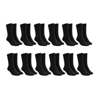 Unisex Siyah Soket Çorap 12'li Set Düz Basic Ribanalı Günlük Spor Esnek Rahat Uzun Çorap Konforlu Set
