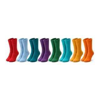 Unisex Renkli Çorap 8'li Set Günlük Rahat Esnek Uzun Soket Çorap Canlı Renkler Yumuşak Konforlu Seti