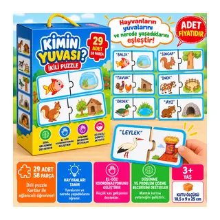 8513 2 Lİ KİMİN YUVASI PUZZLE KUTULU