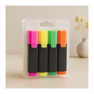 Fosforlu Kalem 4'lü Set (Turuncu, Yeşil, Sarı, Pembe)