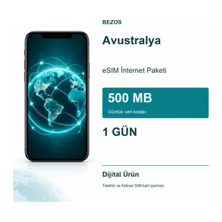 Avustralya eSIM İnternet Paketi Günlük 500 MB 1 Gün