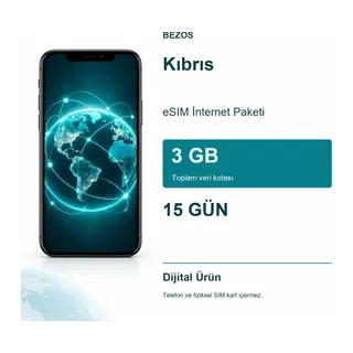 Kıbrıs eSIM İnternet Paketi 3 GB 15 Gün
