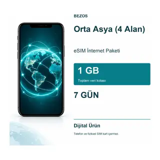 Orta Asya (4 Alan) eSIM İnternet Paketi 1 GB 7 Gün