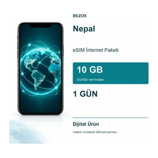 Nepal eSIM İnternet Paketi Günlük 10 GB 1 Gün