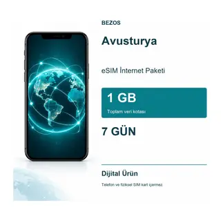 Avusturya eSIM İnternet Paketi 1 GB 7 Gün