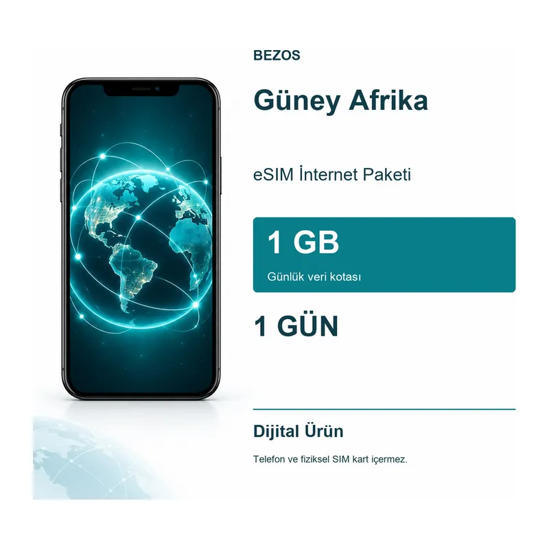 Güney Afrika eSIM İnternet Paketi Günlük 1 GB 1 Gün