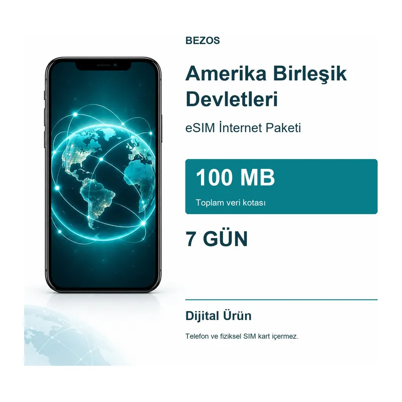 Amerika Birleşik Devletleri eSIM İnternet Paketi 100 MB 7 Gün