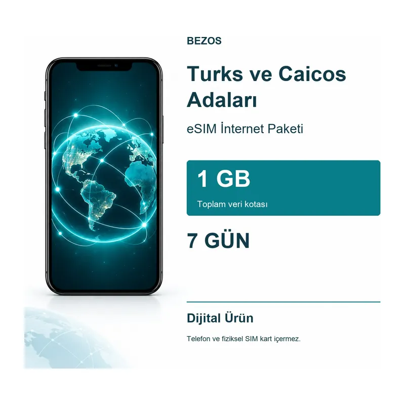 Turks ve Caicos Adaları eSIM İnternet Paketi 1 GB 7 Gün