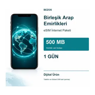 Birleşik Arap Emirlikleri eSIM İnternet Paketi Günlük 500 MB 1 Gün