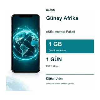 Güney Afrika eSIM İnternet Paketi Günlük 1 GB 1 Gün - FUP 1 Mbps