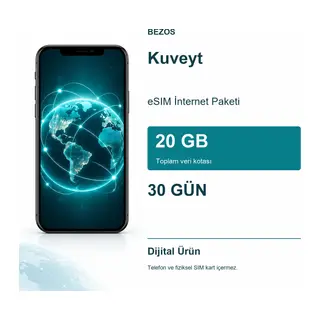 Kuveyt eSIM İnternet Paketi 20 GB 30 Gün