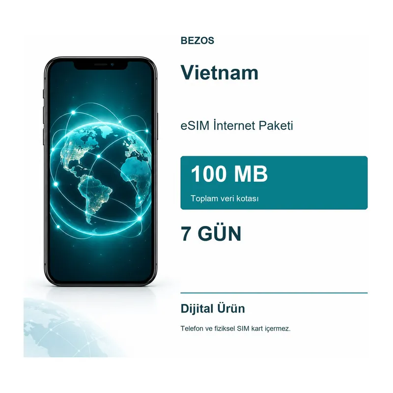 Vietnam eSIM İnternet Paketi 100 MB 7 Gün
