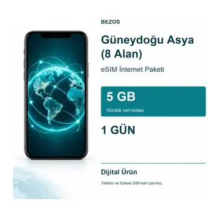 Güneydoğu Asya (8 Alan) eSIM İnternet Paketi Günlük 5 GB 1 Gün