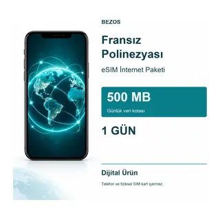 Fransız Polinezyası eSIM İnternet Paketi Günlük 500 MB 1 Gün