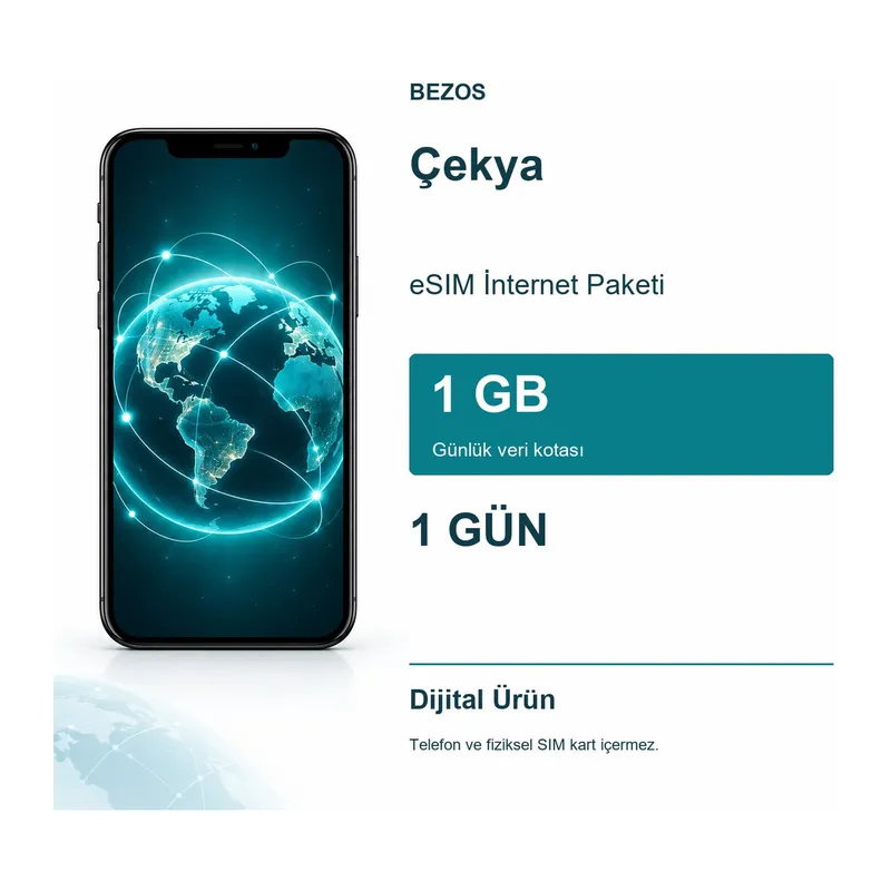 Çekya eSIM İnternet Paketi Günlük 1 GB 1 Gün