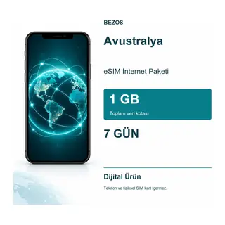 Avustralya eSIM İnternet Paketi 1 GB 7 Gün