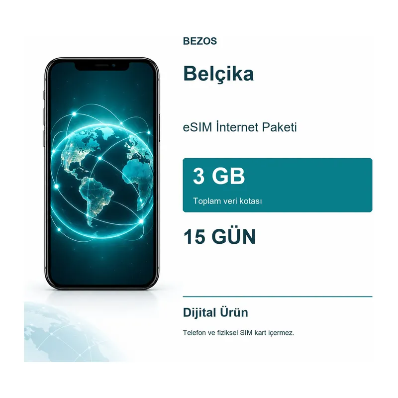 Belçika eSIM İnternet Paketi 3 GB 15 Gün