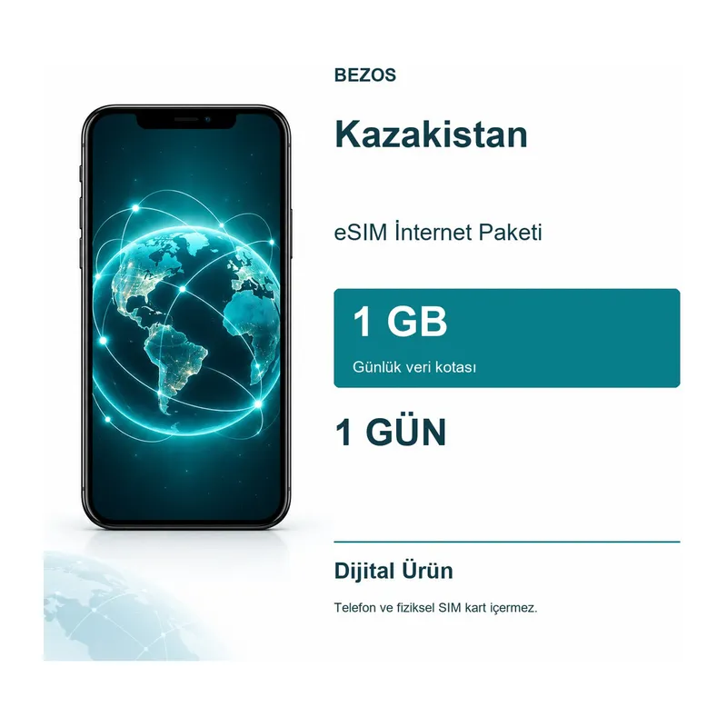 Kazakistan eSIM İnternet Paketi Günlük 1 GB 1 Gün