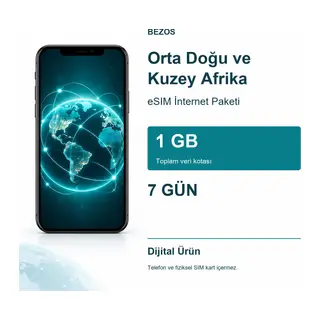 Orta Doğu ve Kuzey Afrika eSIM İnternet Paketi 1 GB 7 Gün