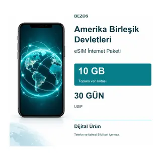 Amerika Birleşik Devletleri eSIM İnternet Paketi 10 GB 30 Gün - USIP