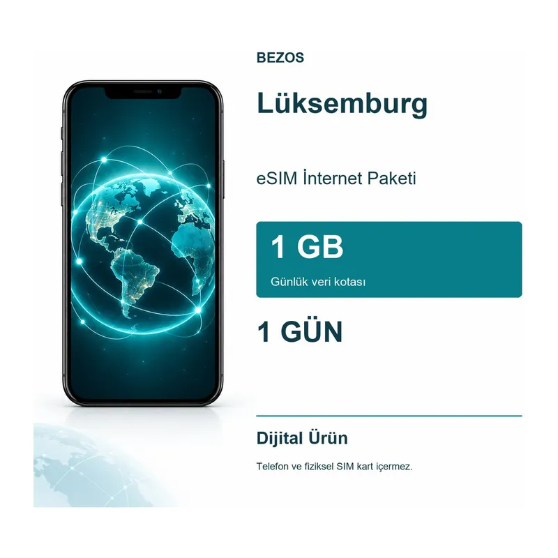 Lüksemburg eSIM İnternet Paketi Günlük 1 GB 1 Gün