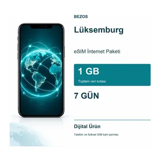 Lüksemburg eSIM İnternet Paketi 1 GB 7 Gün