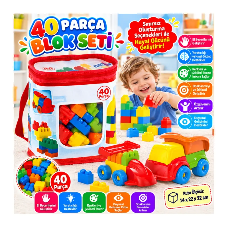 01021 Akıllı Çocuk Blokları 40 Parça