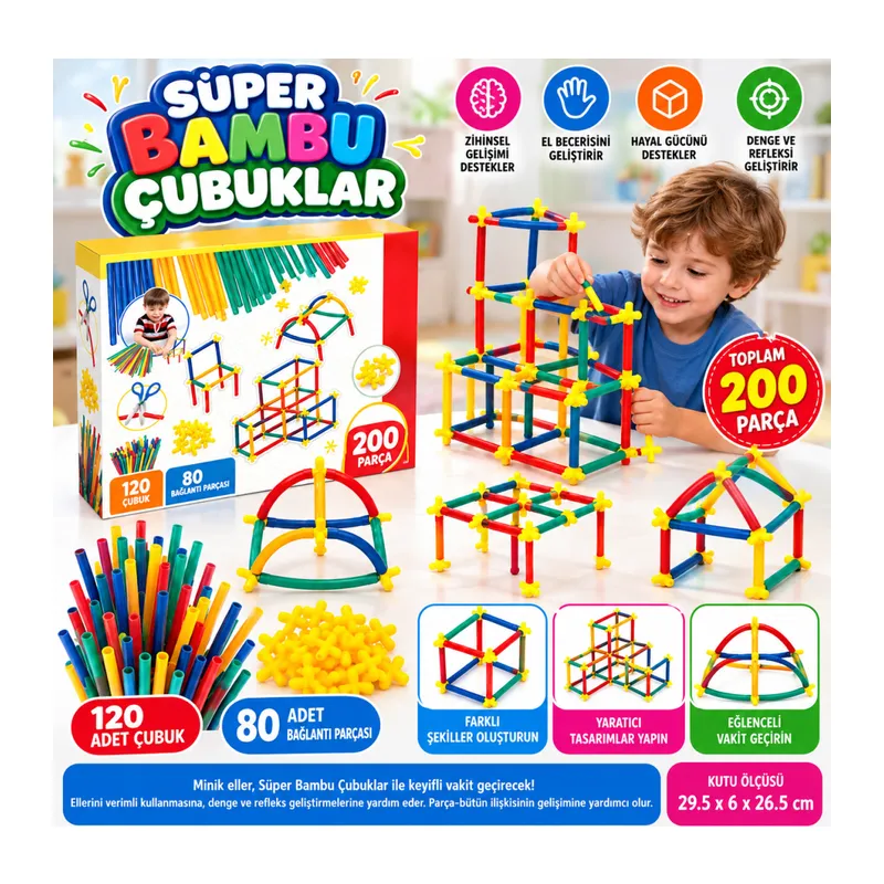 03461 SÜPER BAMBU ÇUBUKLAR 200 PARÇA