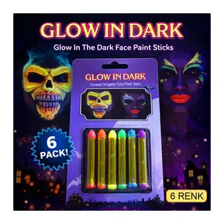 Fosforlu Glow Parti Boyası 6?lı? Karanlıkta Parlayan Yüz Boyası
