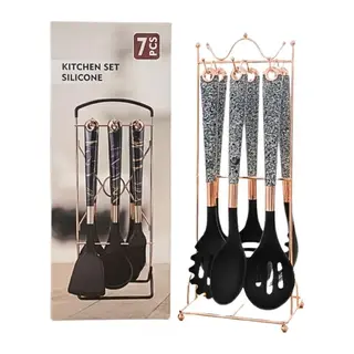 7 Parça Stantlı Beyaz Silikon Mutfak Seti