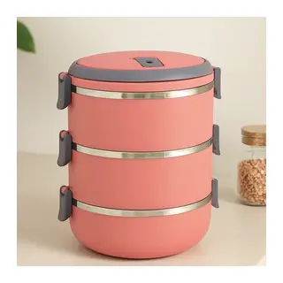 3'lü Sefer Tası Saklama Kabı 1.8 L Koyu Pembe