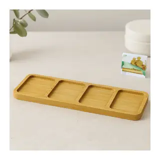 4 Bölmeli Dikdörtgen Bambu Servis Tepsisi 32.8x10x1.4 cm