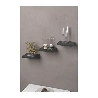 3'lü Kare Duvar Rafı Siyah Mermer