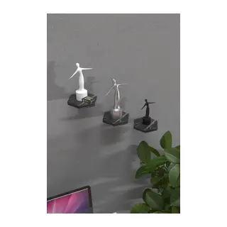 3'lü Altıgen Duvar Rafı Siyah Mermer