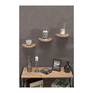 3'lü Oval Duvar Rafı Ceviz 115 cm