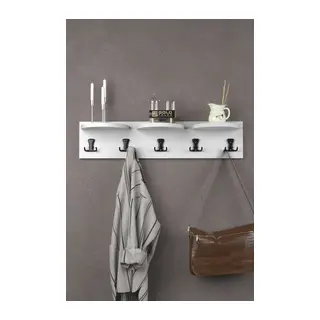 5'li Duvar Askılığı Beyaz 80 cm