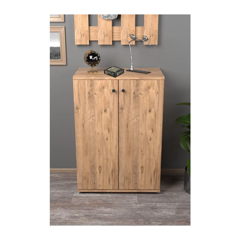 Kapaklı Ayakkabılık Ceviz Beyaz 86 cm