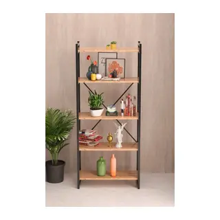 5 Raflı Metal Kitaplık Ceviz 180 cm